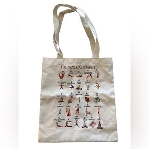 Yoga Alphabet Canvas Tote Bag - Cream NWOT